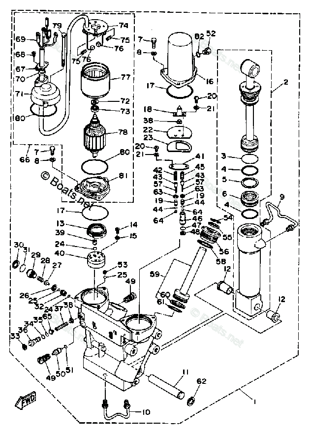 Yamaha Outboard 1992 OEM Parts Diagram for POWER TRIM & TILT ASSEMBLY ...