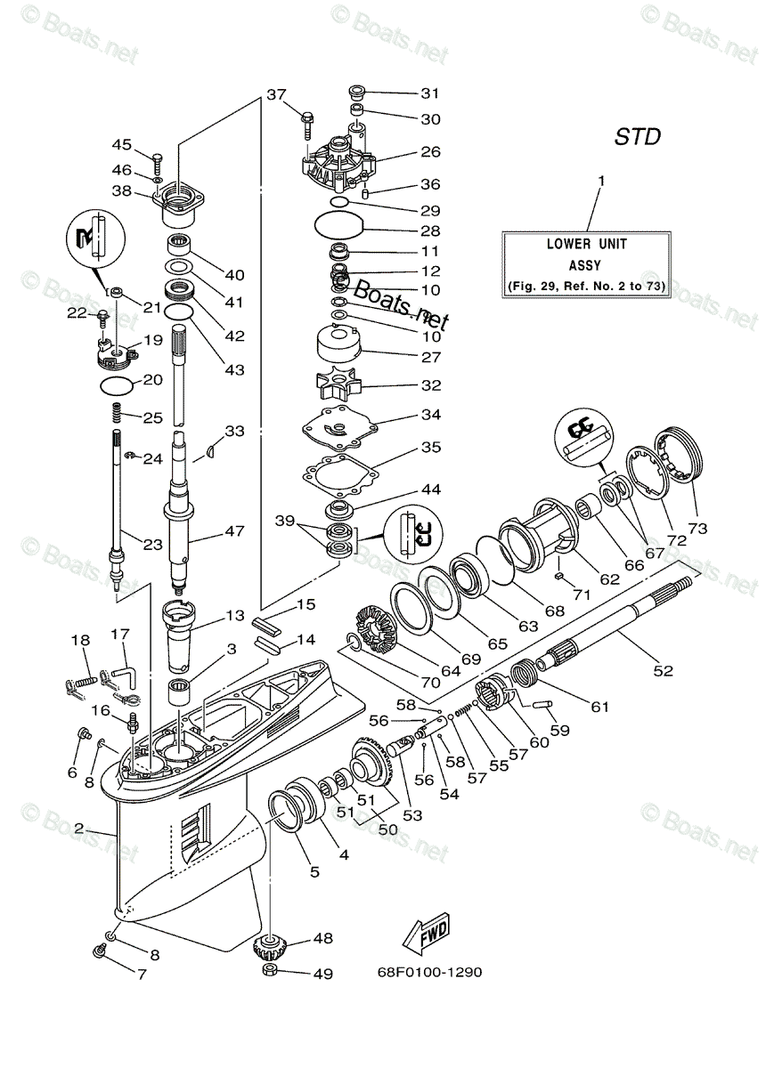 Yamaha Outboard 2003 OEM Parts Diagram for Lower Casing