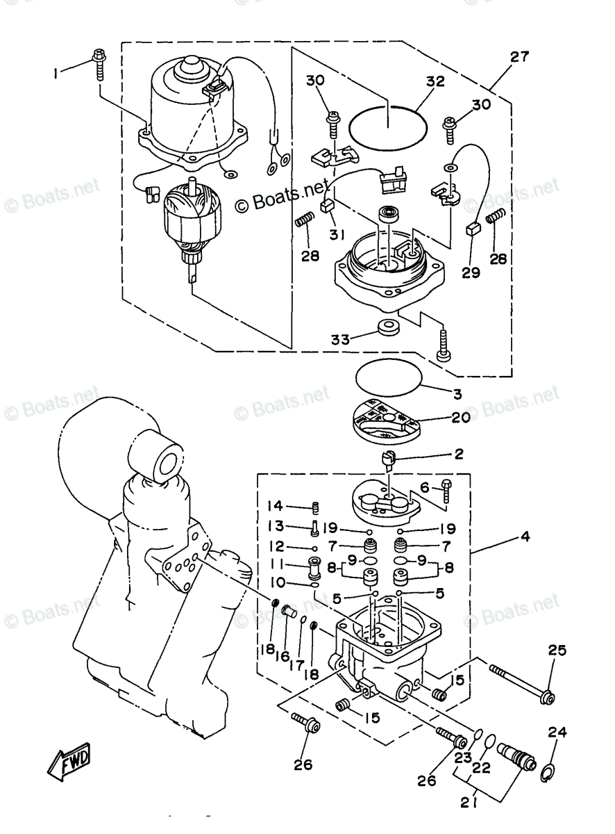 Yamaha Outboard 1998 Oem Parts Diagram For Power Trim Tilt Assembly 2 