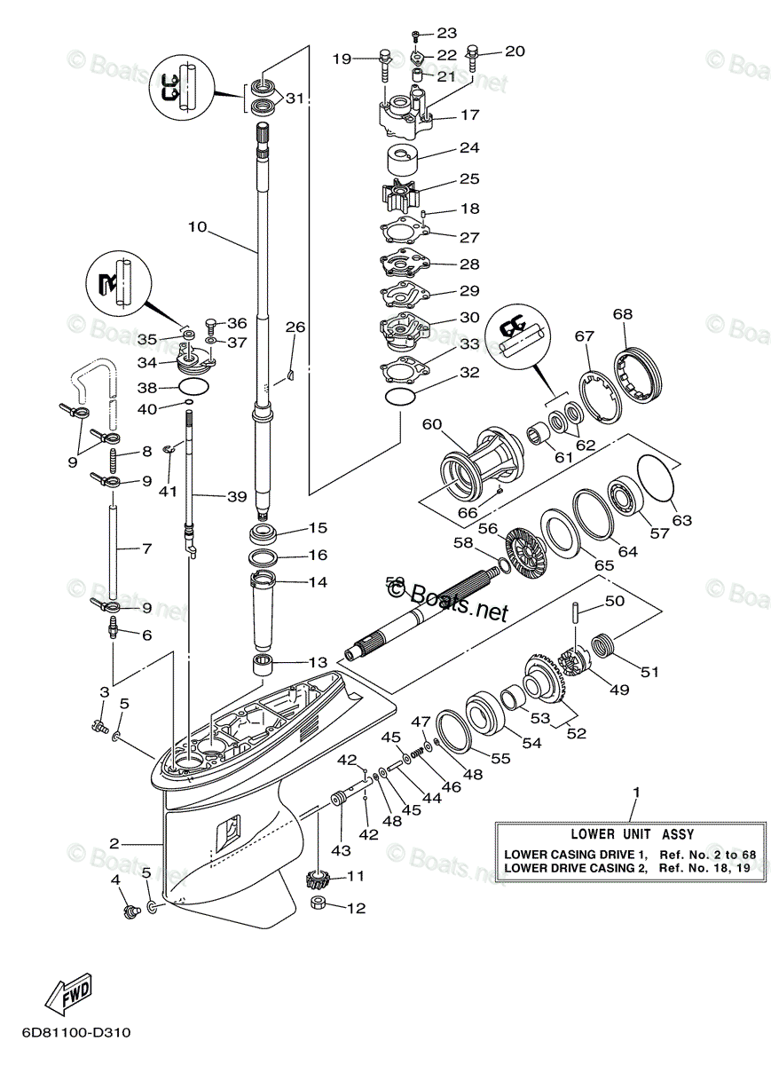 Yamaha Outboard 2005 OEM Parts Diagram for Lower Casing Drive 1 | Boats.net