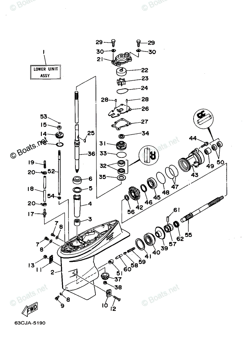 Yamaha Outboard 1995 OEM Parts Diagram for Lower Casing Drive 1 | Boats.net