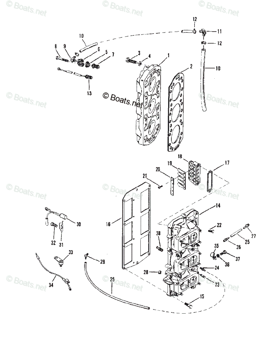 Mercury Outboard 150HP OEM Parts Diagram for Reed Block and Cylinder ...