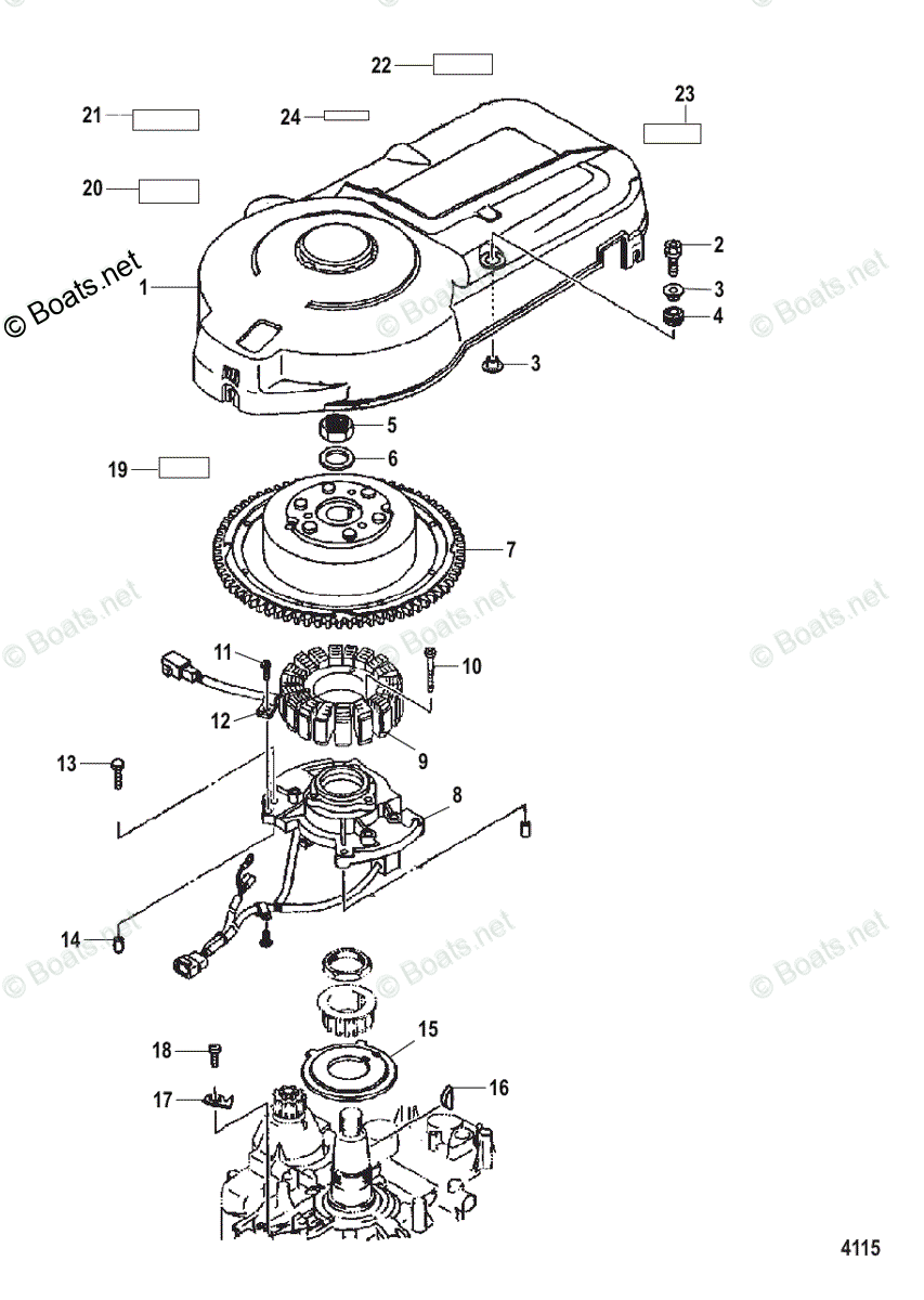 Mercury Outboard 115HP OEM Parts Diagram for Flywheel