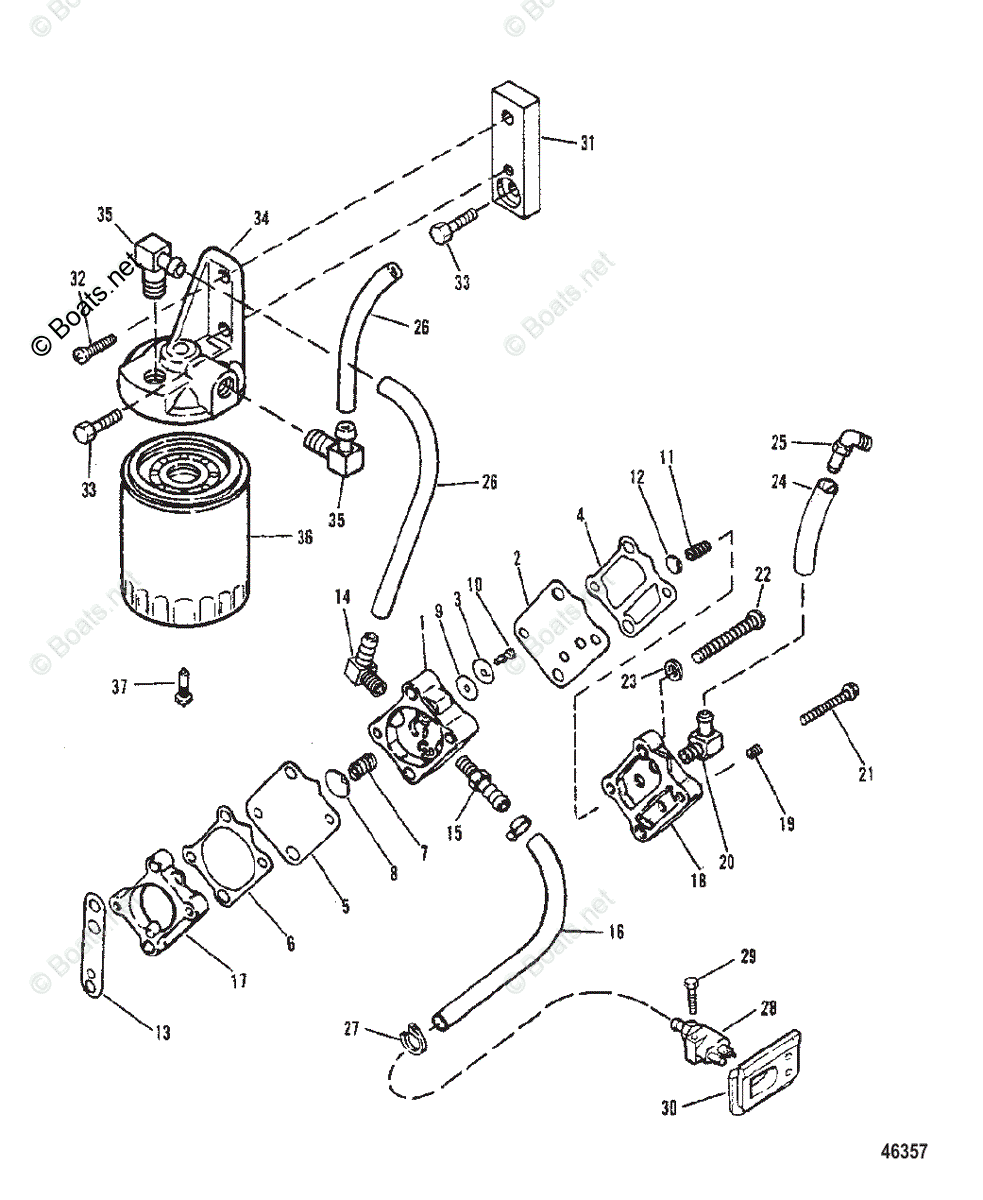 Mercury Outboard 200HP OEM Parts Diagram for Fuel Pump And Fuel Filter ...