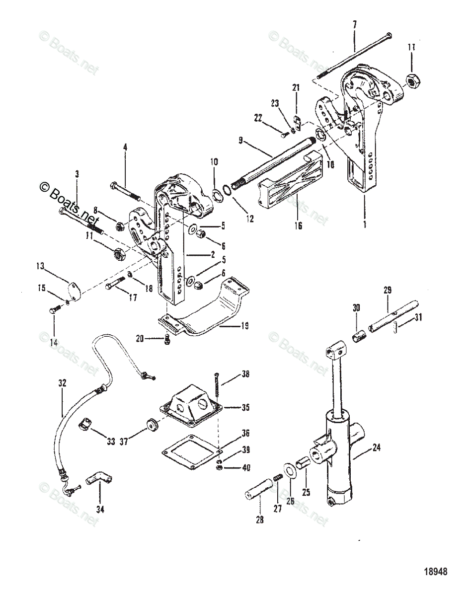 Mercury Outboard 150HP OEM Parts Diagram For Transom Bracket(S/N-ME ...