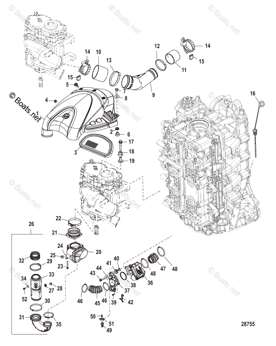 Mercury Outboard 150HP OEM Parts Diagram for Induction Components ...