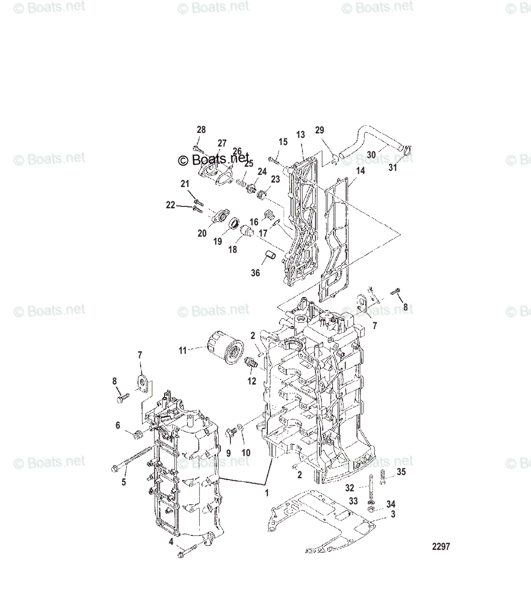 Mercury Outboard 115HP OEM Parts Diagram For CYLINDER BLOCK | Boats.net