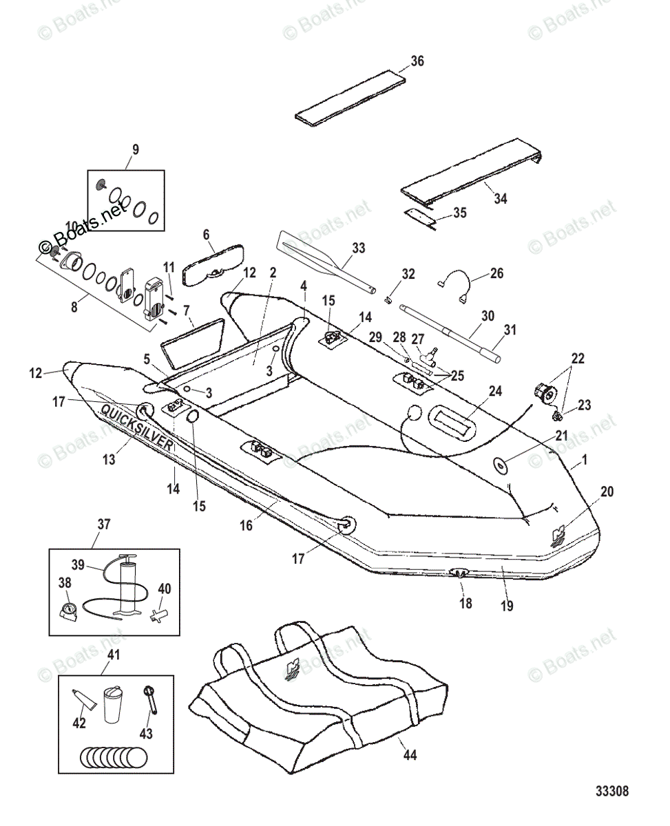 Mercury Inflatable Boats 2008 OEM Parts Diagram for Quicksilver Roll Up