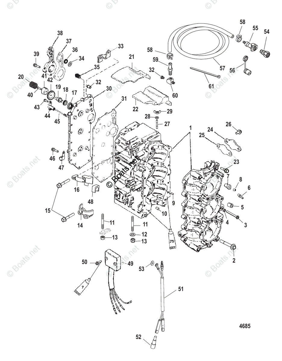 Mercury Outboard 75HP OEM Parts Diagram for CYLINDER BLOCK | Boats.net