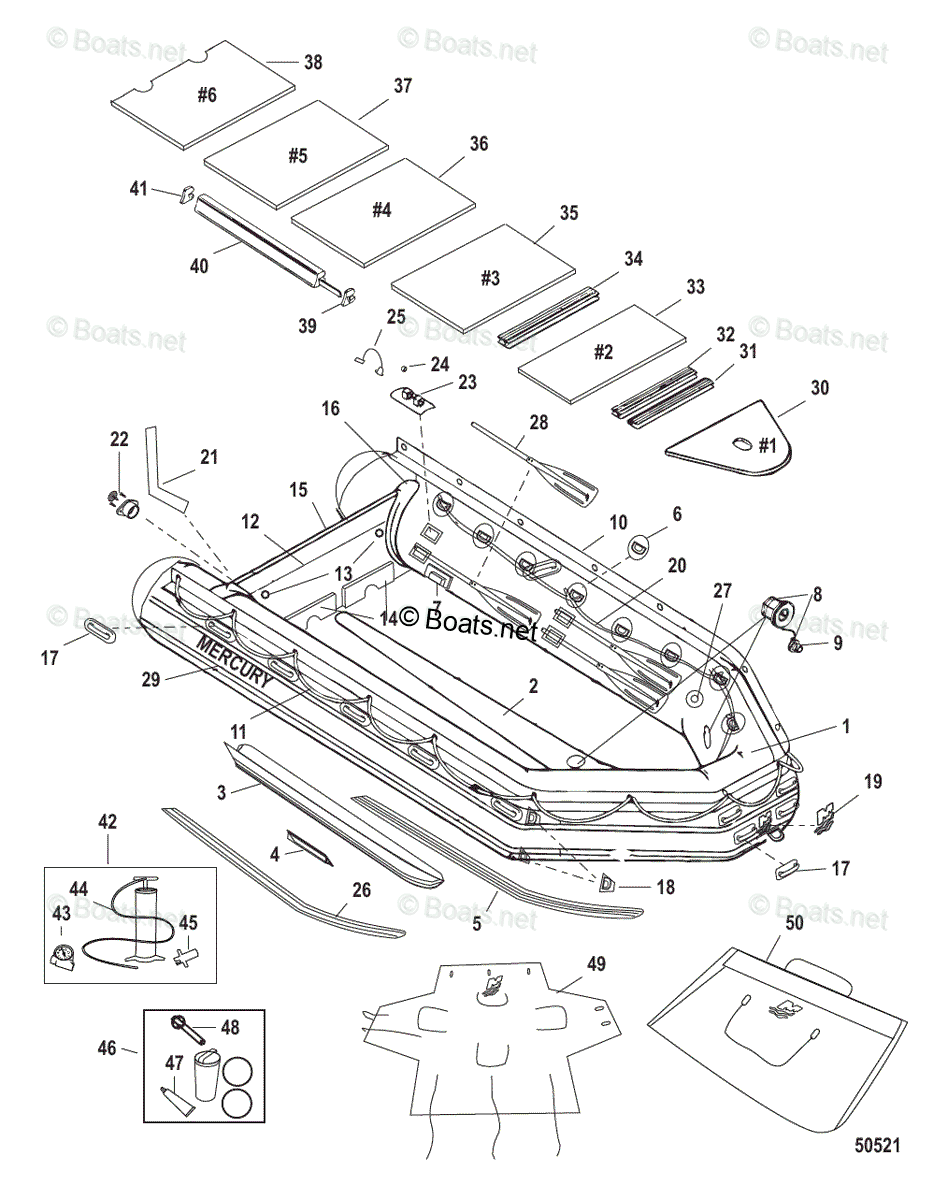 Mercury Inflatable Boats 2013 OEM Parts Diagram for TM470 Pro Model