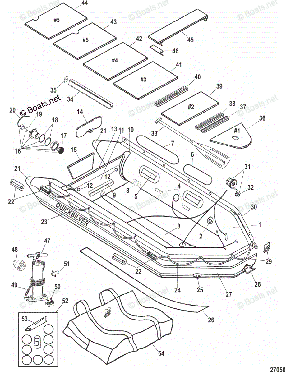 Mercury Inflatable Boats 2004 OEM Parts Diagram for Quicksilver Heavy Duty 430 Model(With
