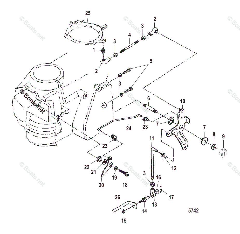 Mercury Outboard 25HP OEM Parts Diagram for THROTTLE LINKAGE | Boats.net