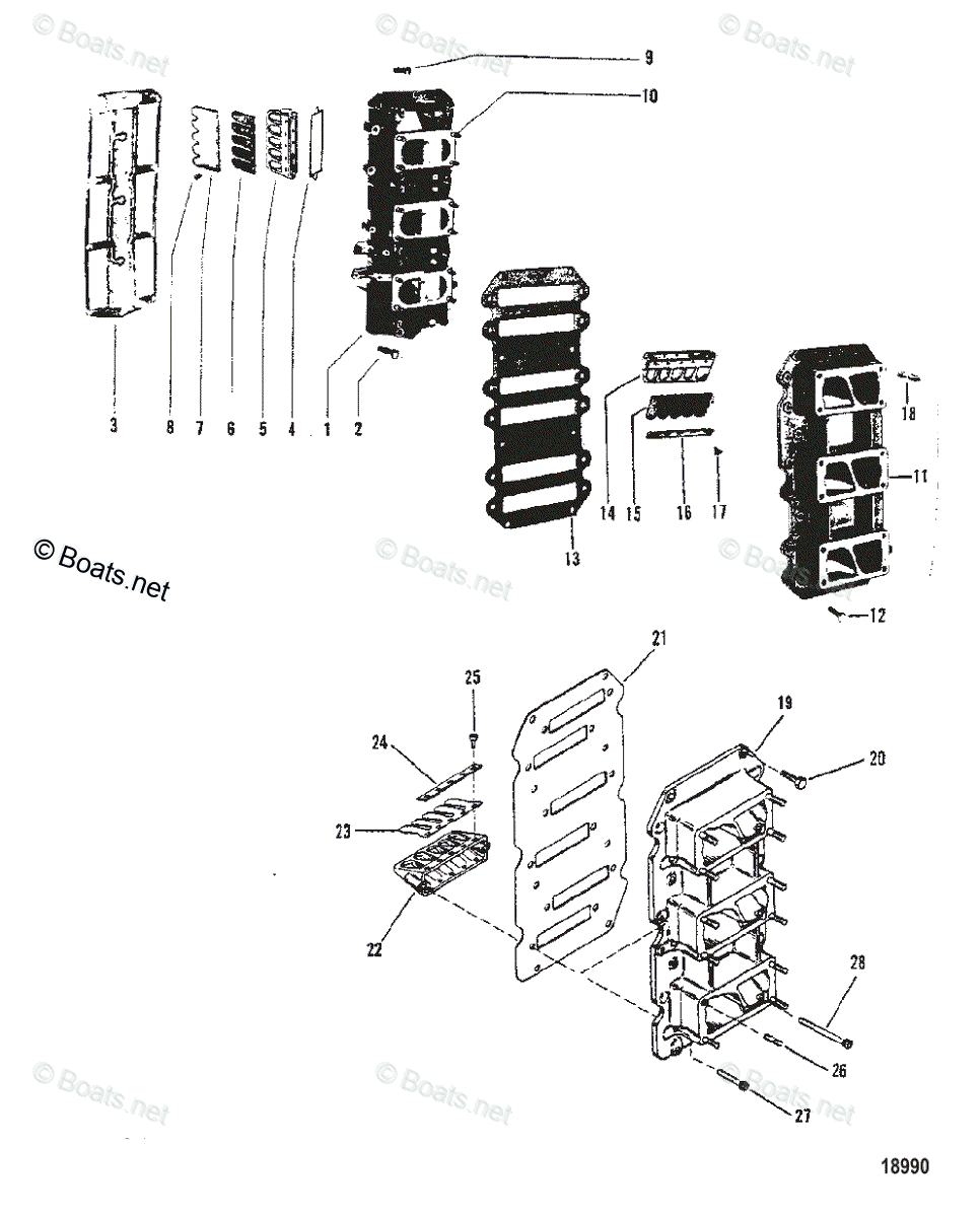 Mercury Outboard 200HP OEM Parts Diagram for Reed Block