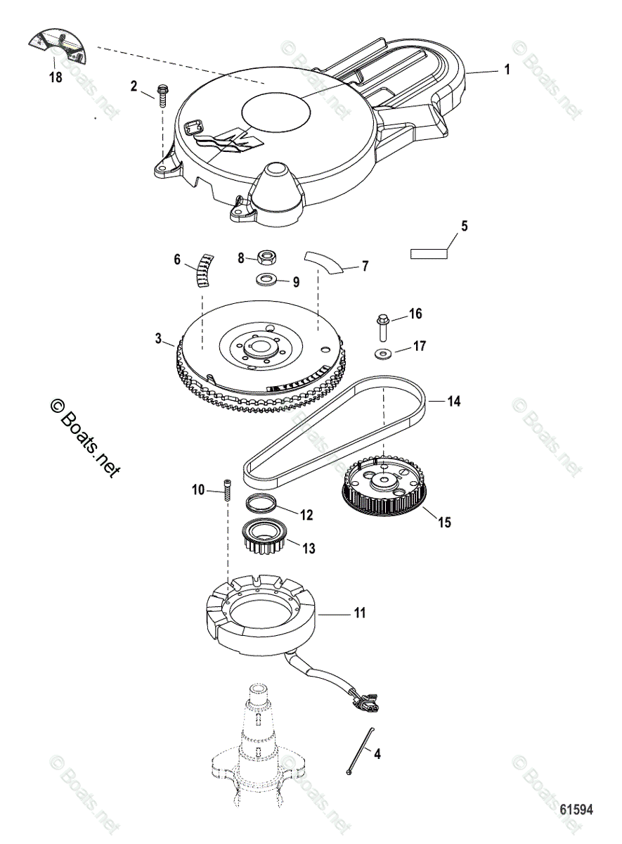 Mercury Outboard 40HP OEM Parts Diagram for Flywheel