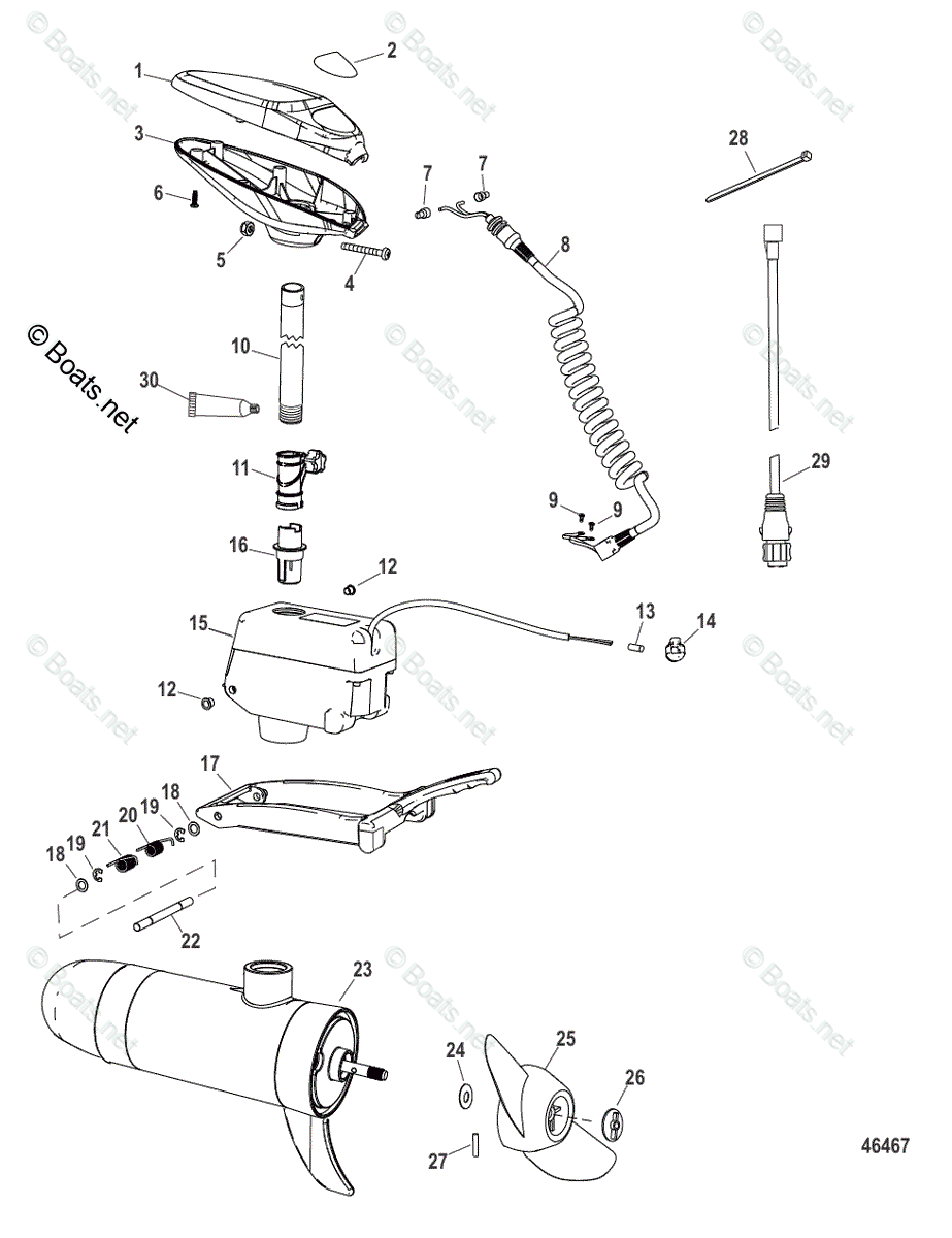 Trolling Motor Wireless Series OEM Parts Diagram