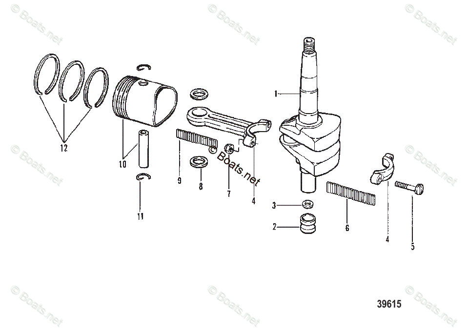 Mercury Outboard 3.5HP OEM Parts Diagram for Crankshaft, Piston and ...