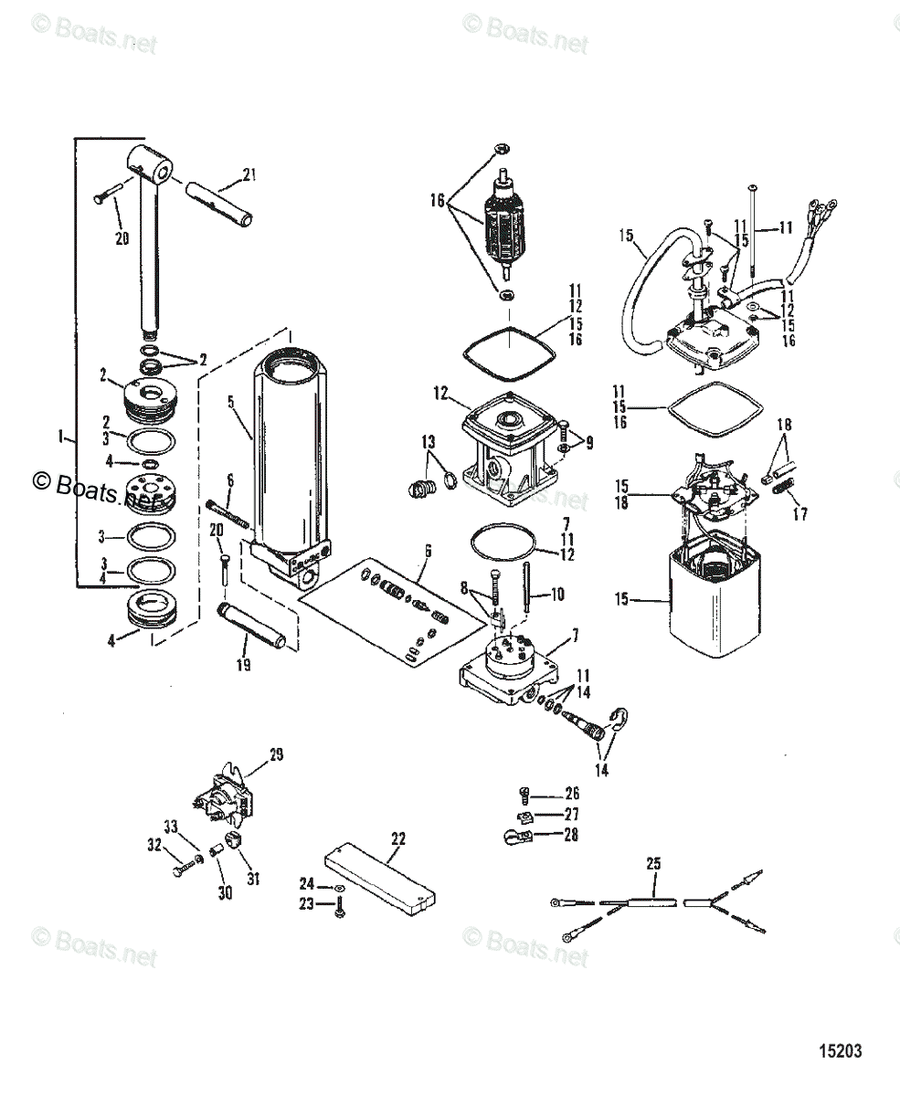 Mercury Outboard 115hp Oem Parts Diagram For Power Trim Components 