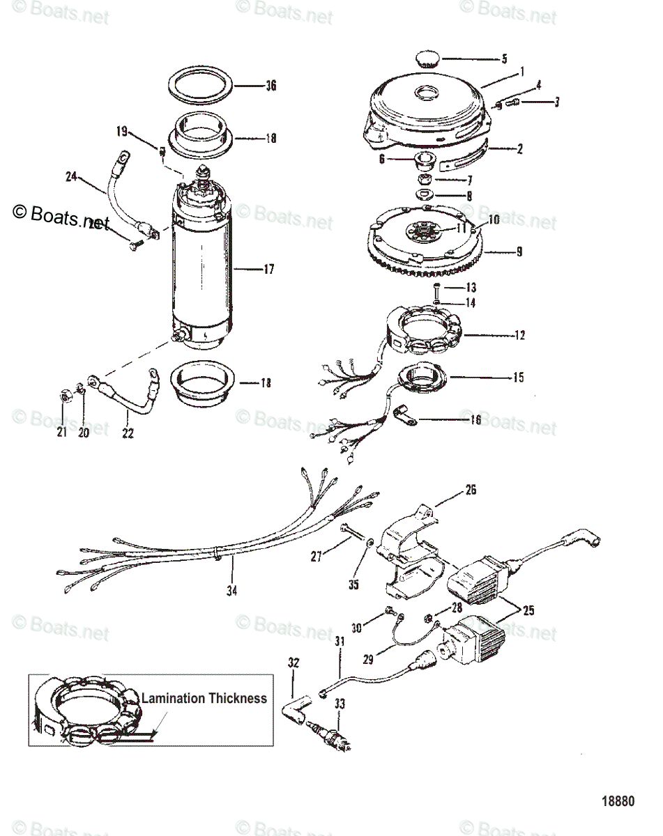 Mercury Outboard 150HP OEM Parts Diagram For Flywheel, Starter Motor ...