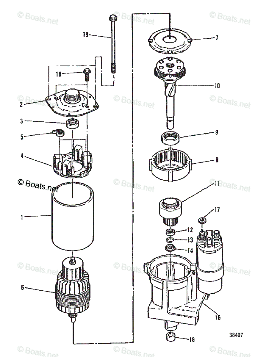 Mercruiser Sterndrive Gas Engines OEM Parts Diagram for STARTER MOTOR
