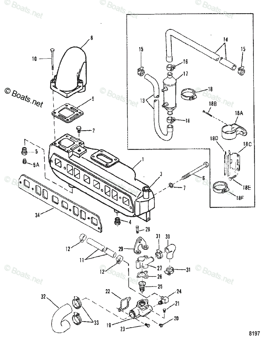 Mercruiser Sterndrive Gas Engines OEM Parts Diagram For Exhaust ...