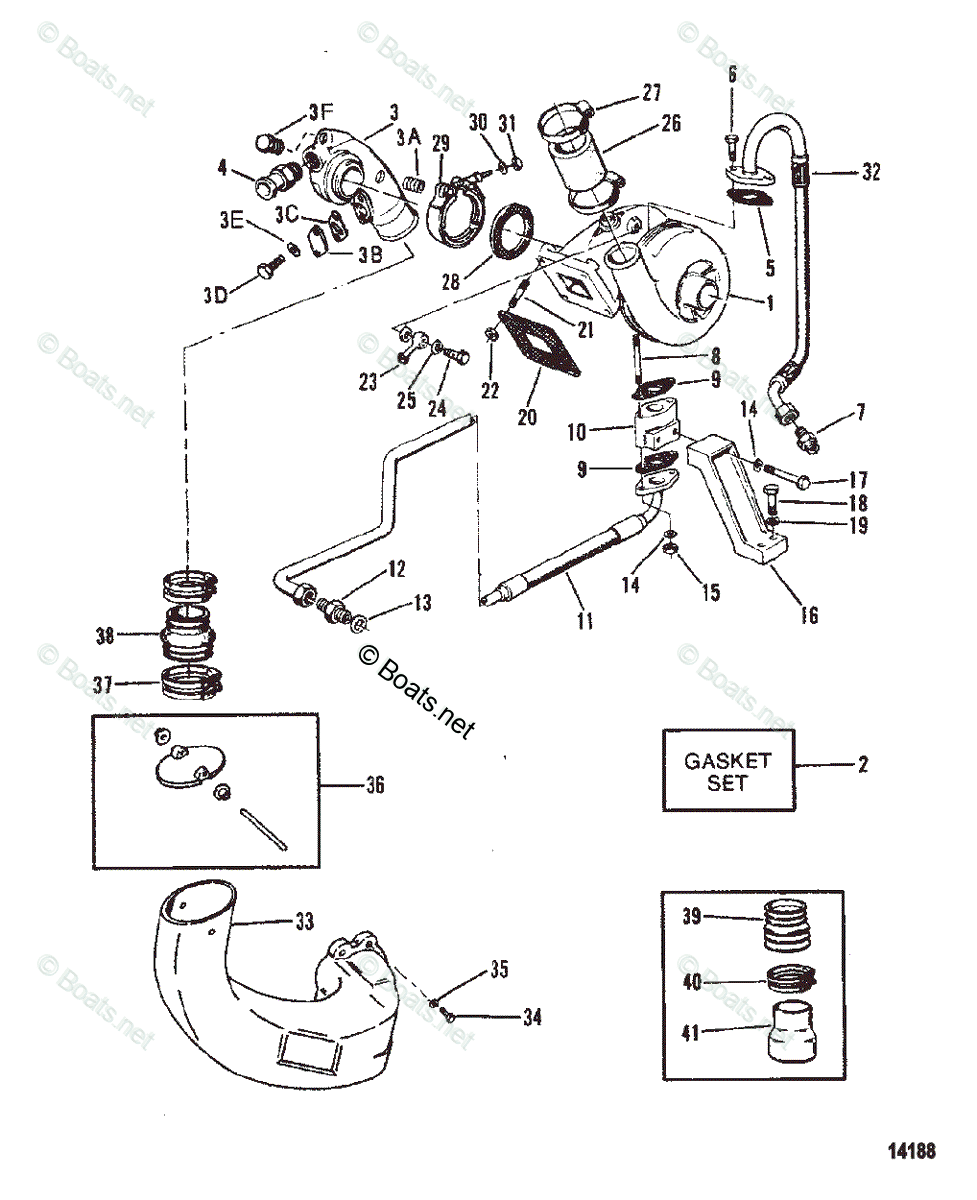 Mercruiser Inboard Diesel Engines OEM Parts Diagram for Turbo Charger ...