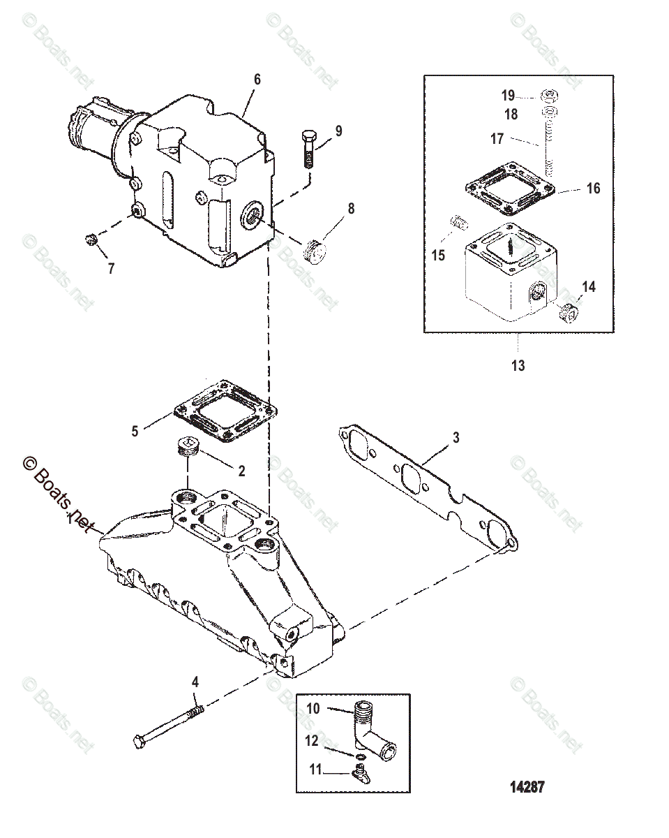Mercruiser Sterndrive Gas Engines OEM Parts Diagram for Exhaust