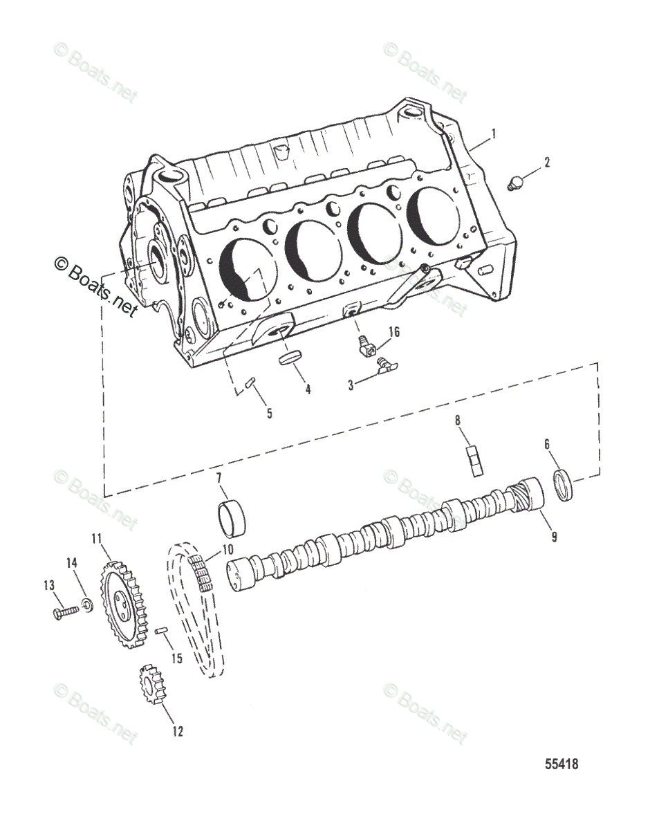 Mercruiser Sterndrive Gas Engines OEM Parts Diagram For CYLINDER BLOCK ...