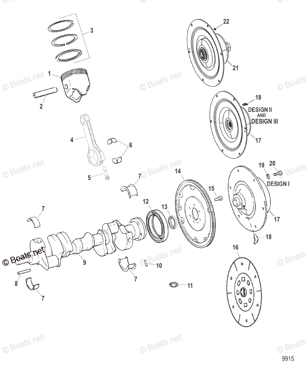 Mercruiser Sterndrive Gas Engines OEM Parts Diagram for Crankshaft