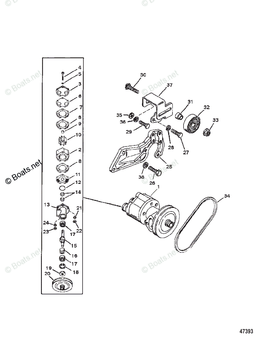 Mercruiser Sterndrive Gas Engines OEM Parts Diagram for Sea Water Pump ...