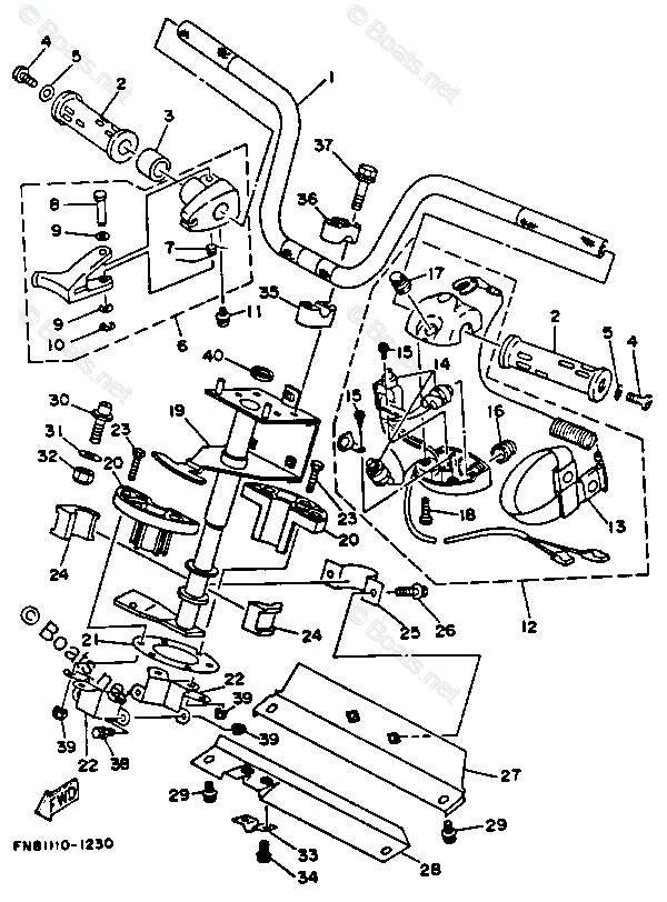Yamaha Waverunner 1992 OEM Parts Diagram for Steering 1