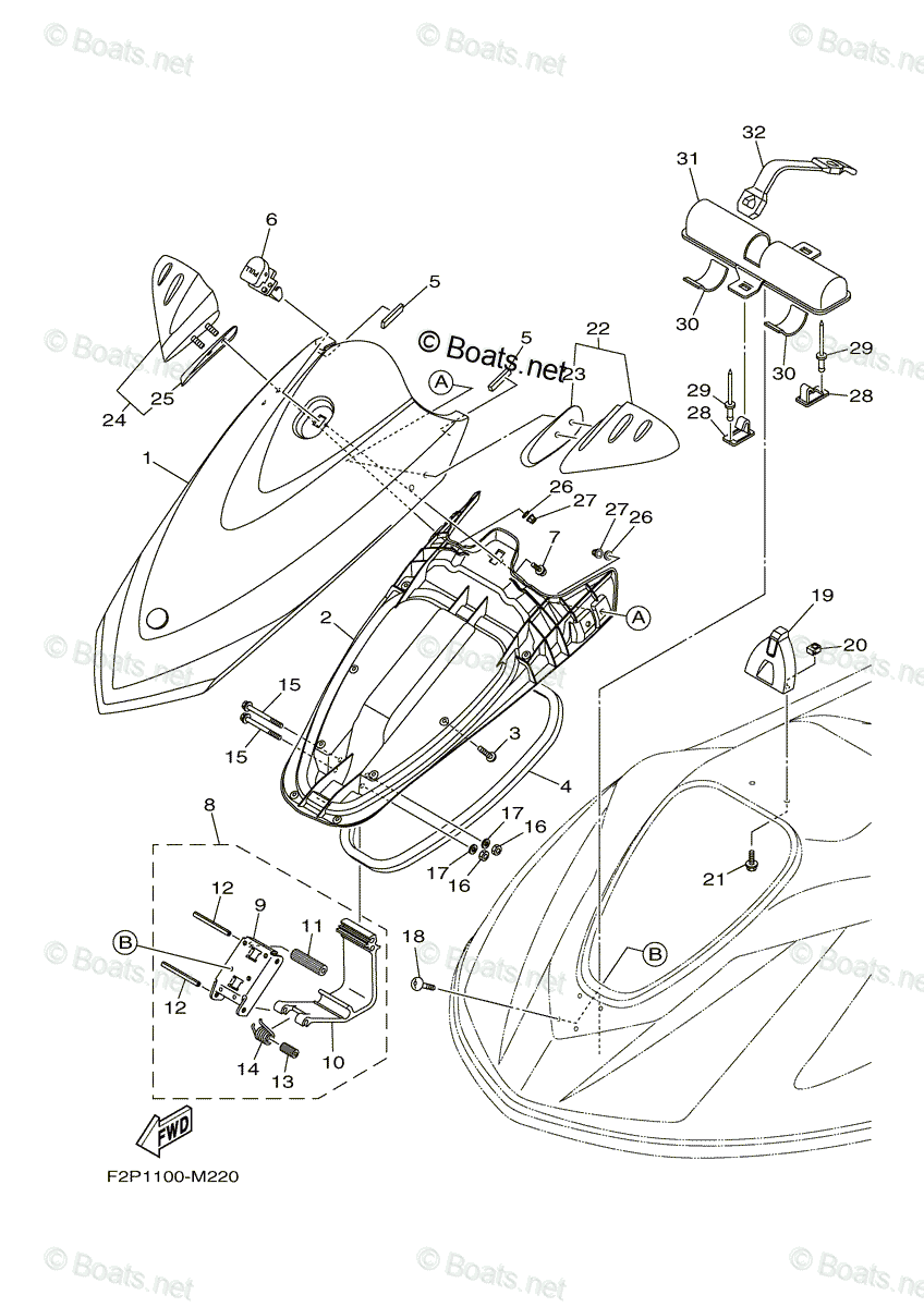 Yamaha Waverunner 2014 OEM Parts Diagram For Engine Hatch 2 | Boats.net