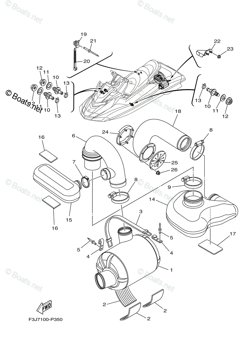 Yamaha Waverunner 2018 OEM Parts Diagram for Exhaust 3 | Boats.net