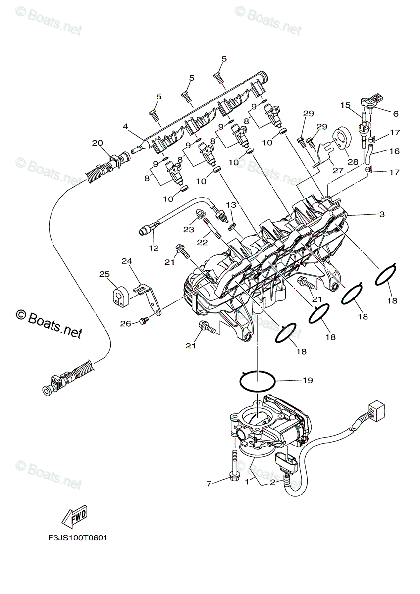 最も優遇の Yamaha Waverunner 2018 OEM Parts Diagram for Intake 1 水上オートバイ用