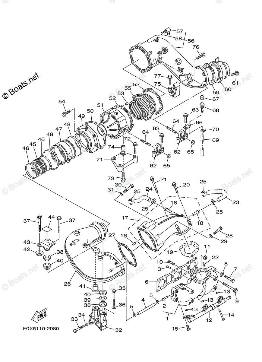 Yamaha Waverunner 2002 OEM Parts Diagram for Exhaust 1