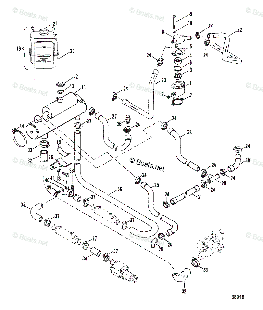 Mercruiser Inboard Gas Engines OEM Parts Diagram For CLOSED COOLING ...