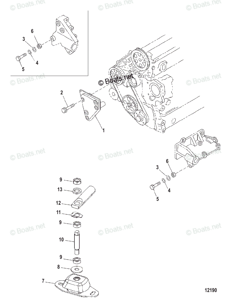 Mercruiser Inboard Diesel Engines OEM Parts Diagram for Engine Mounts ...