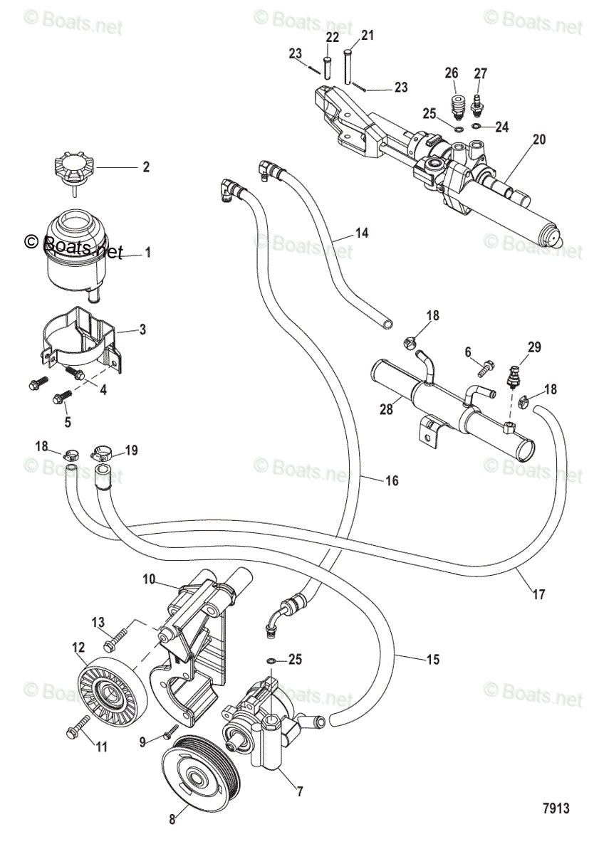 Mercruiser Sterndrive Gas Engines OEM Parts Diagram For POWER STEERING ...