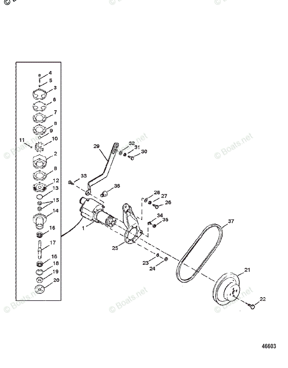 Mercruiser Inboard Gas Engines OEM Parts Diagram for Sea Water Pump ...