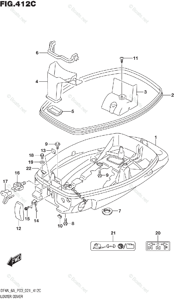 Suzuki Outboard 2021 OEM Parts Diagram for LOWER COVER (DF6A)