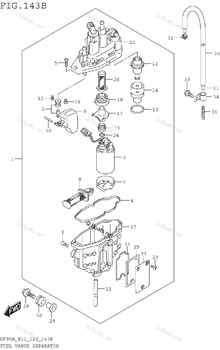 Suzuki Outboard 2021 OEM Parts Diagram for FUEL VAPOR SEPARATOR (E40 ...