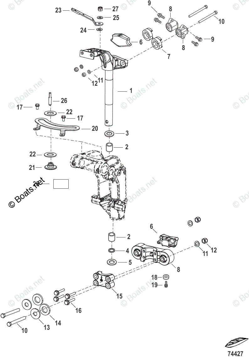 Mercury Outboard 30HP OEM Parts Diagram for Steering Arm