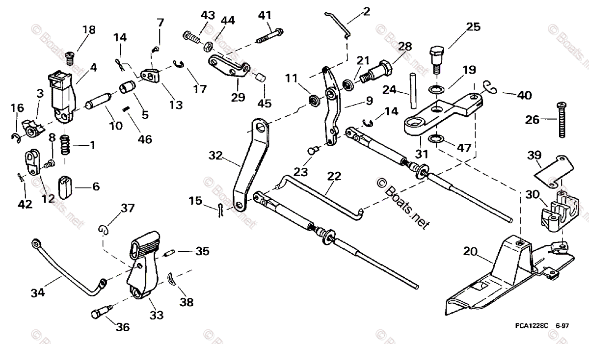 ももたそページ Johnson Outboard 1998 OEM Parts Diagram for Shift & Throttle