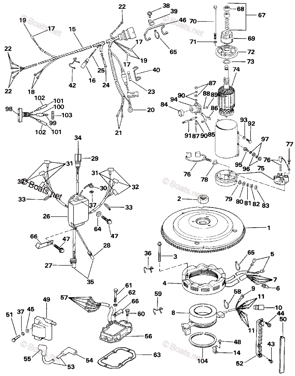 Evinrude Outboard 1990 OEM Parts Diagram for Ignition System - 150 ...