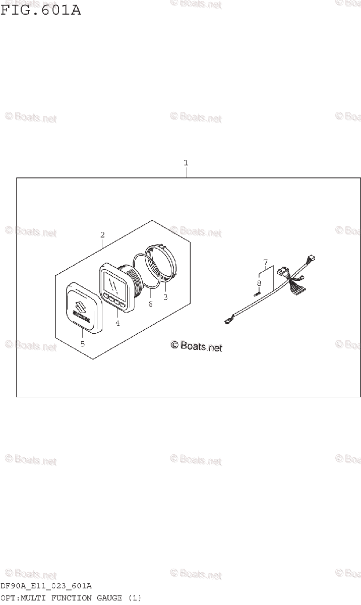 Suzuki Outboard 2023 OEM Parts Diagram for OPTMULTI FUNCTION GAUGE (1
