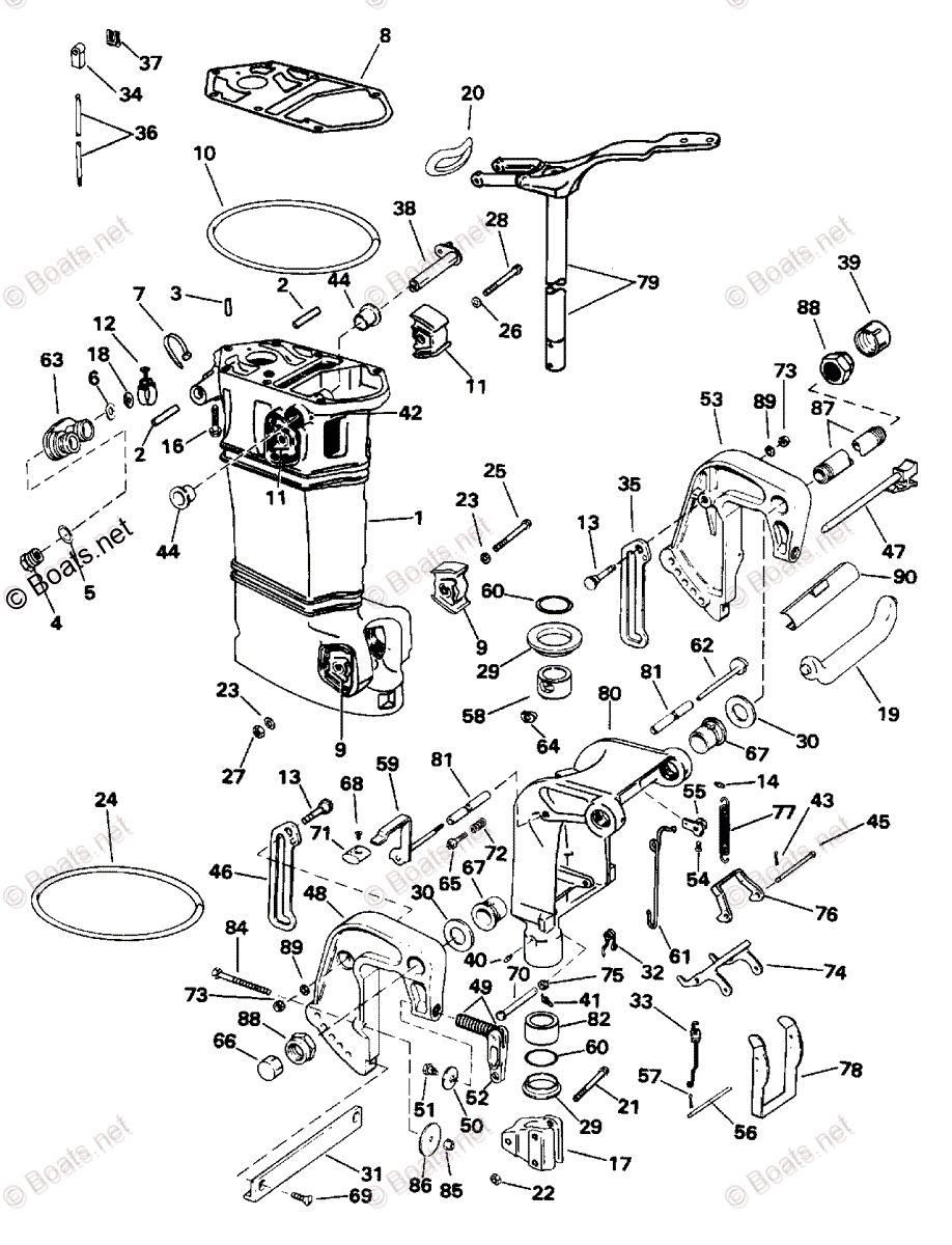 Johnson Outboard 1996 OEM Parts Diagram for Midsection -- Manual Tilt ...