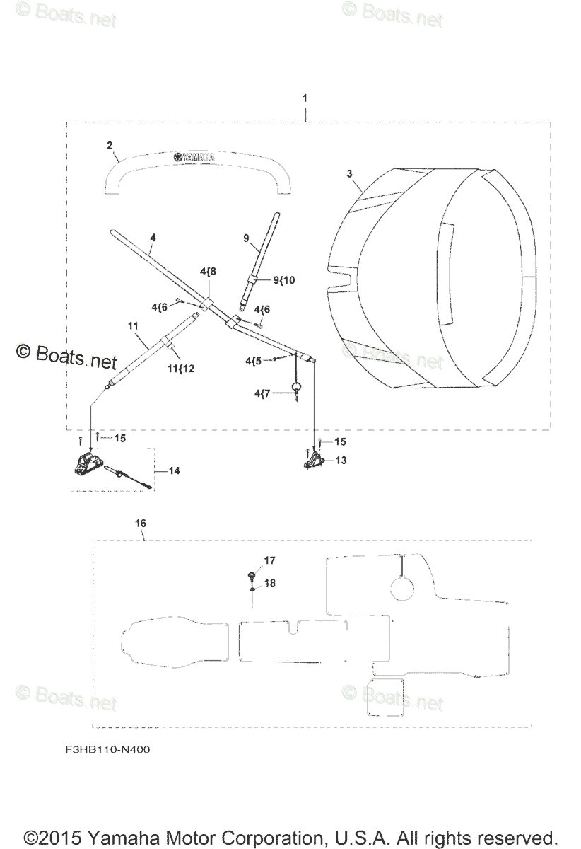 Yamaha Boats 2014 OEM Parts Diagram for Bimini Top Carpet