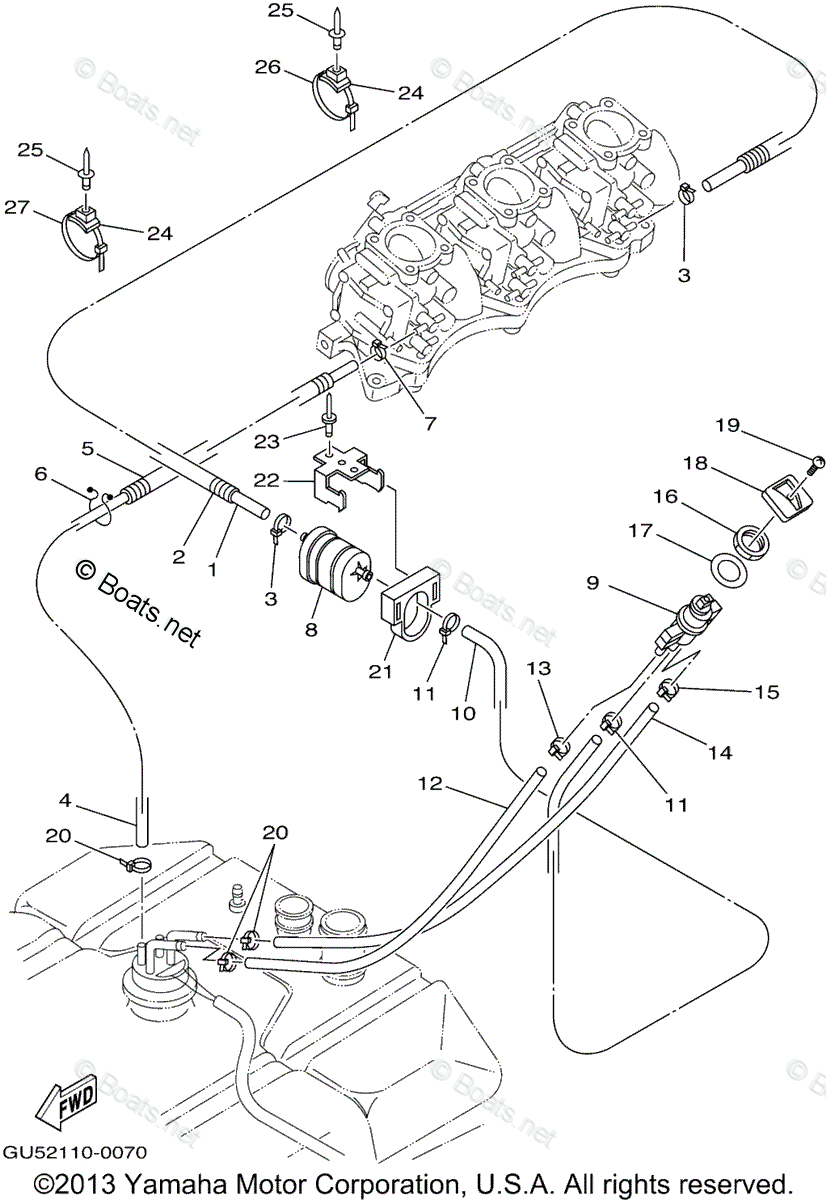 Yamaha Waverunner 2001 OEM Parts Diagram for Fuel
