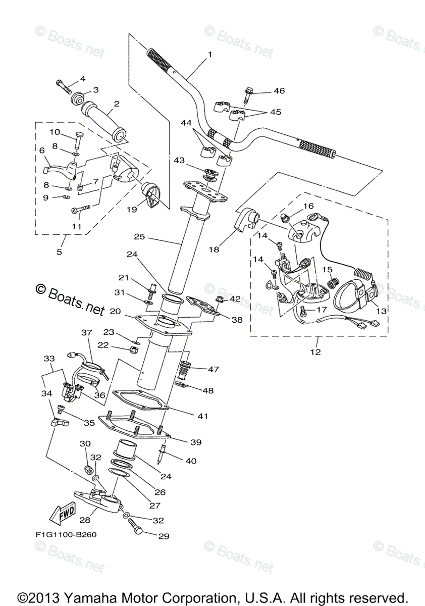 Yamaha Waverunner 2003 OEM Parts Diagram for Steering 1
