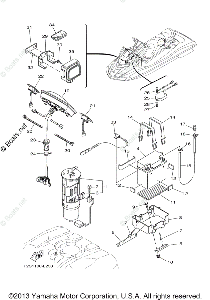 Yamaha Waverunner 2012 OEM Parts Diagram for Electrical 3