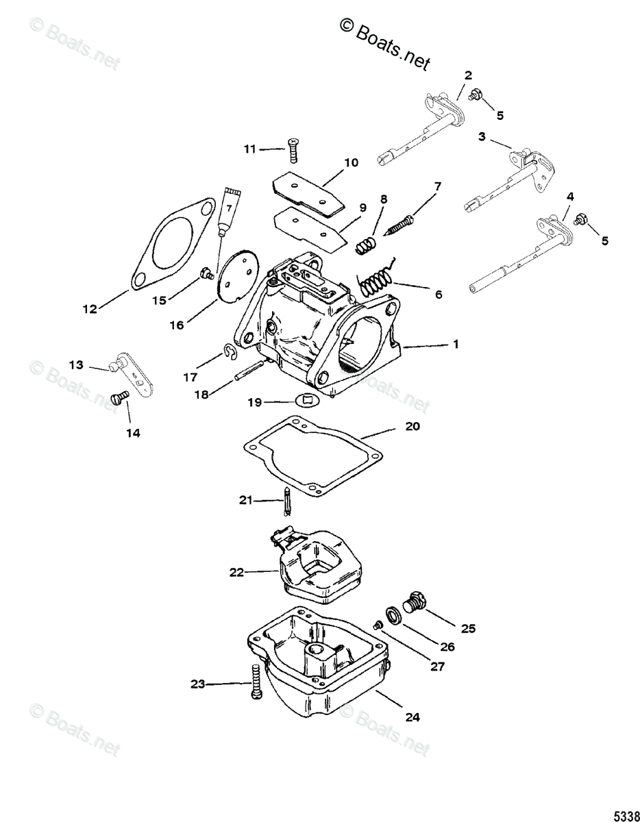 Mercury Outboard 50HP OEM Parts Diagram For CARBURETOR | Boats.net